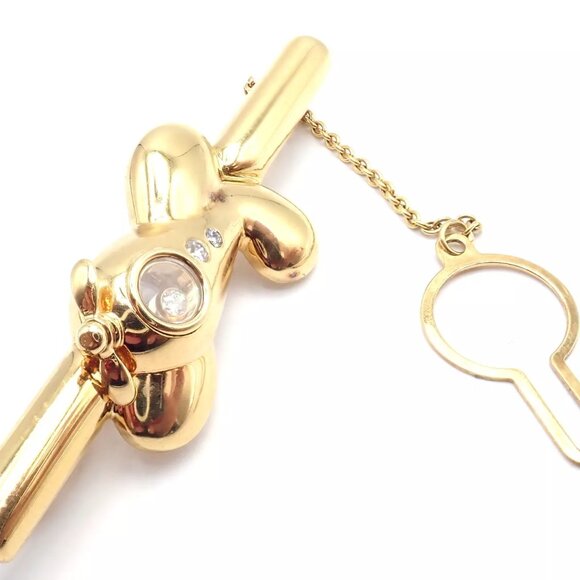 Authentic! Vintage Chopard 18k Yellow Gold Happy Diamond Airplane Tie Clip Clasp - Picture 6 of 10